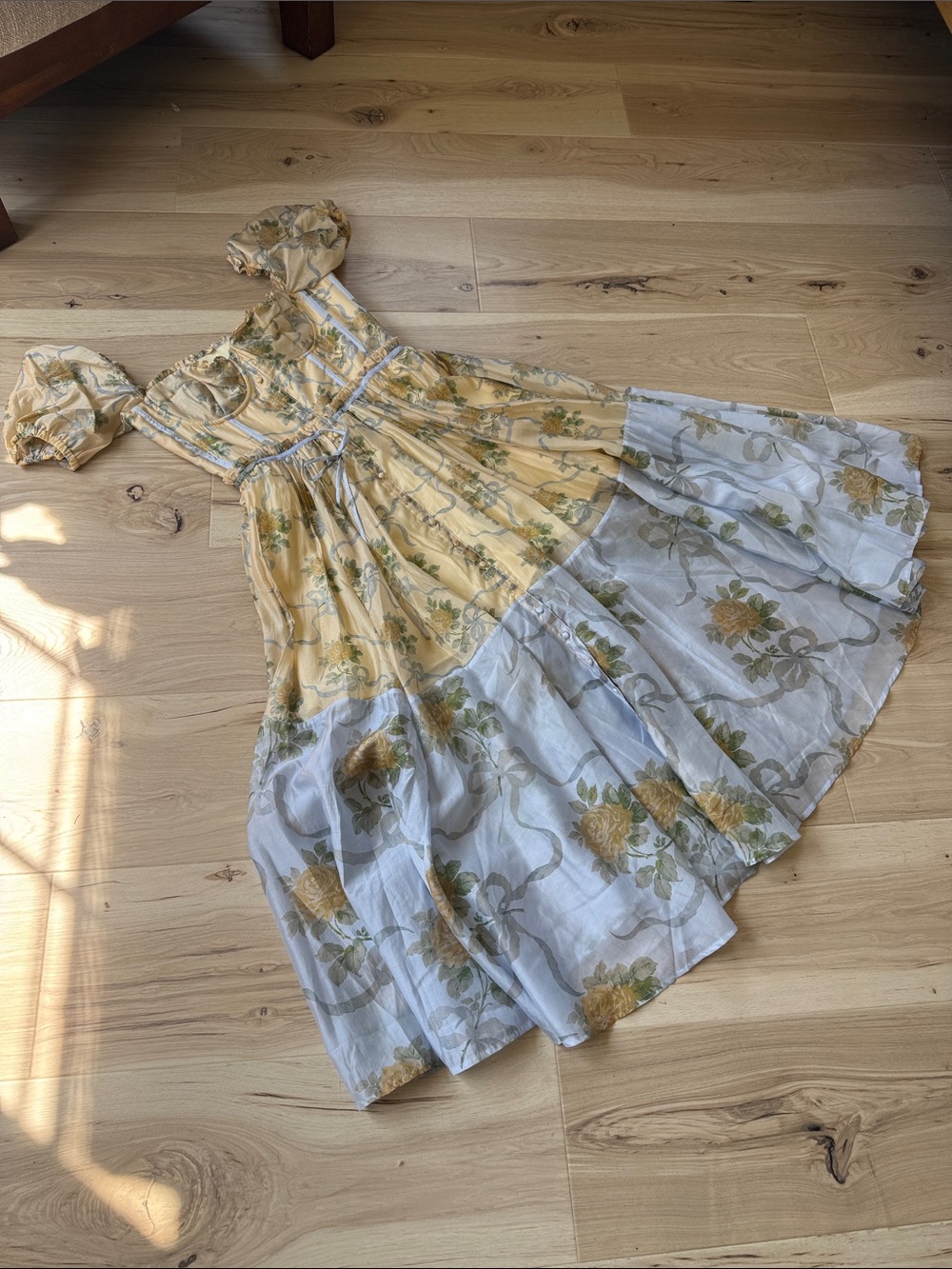House of CB Yellow and White Floral Tiered Midi Dress
